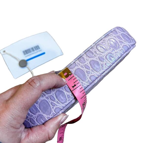 NWT By Far Rachel Mini Lilac Circular Crocodile Croc Embossed Leather Small Bag - Picture 12 of 12